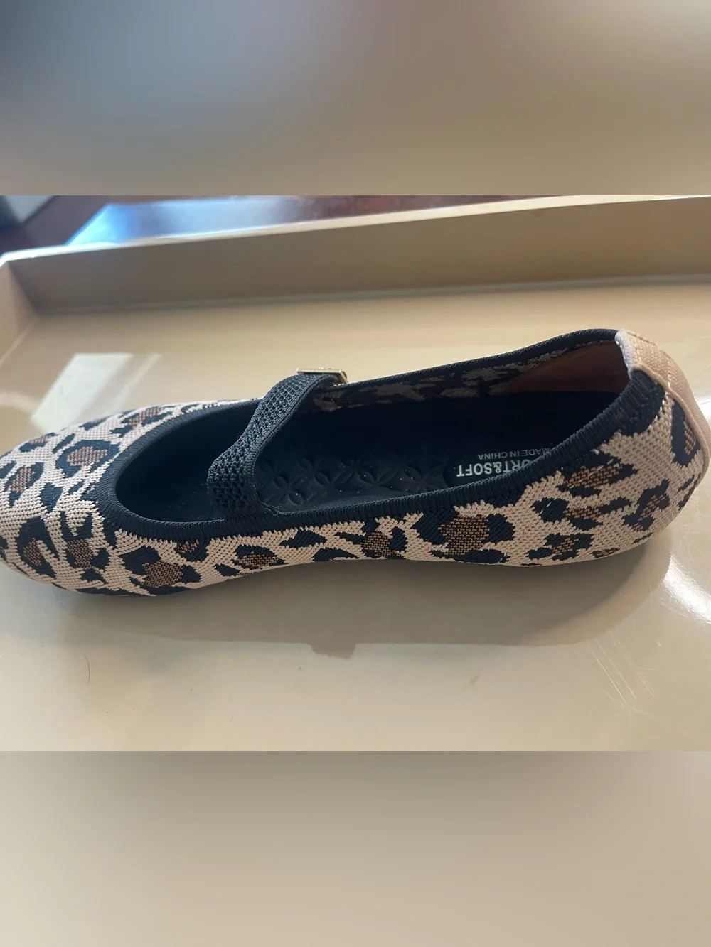 Leopard Print Mary Jane Woven Flats with Black Strap 10M - Picture 11 of 15